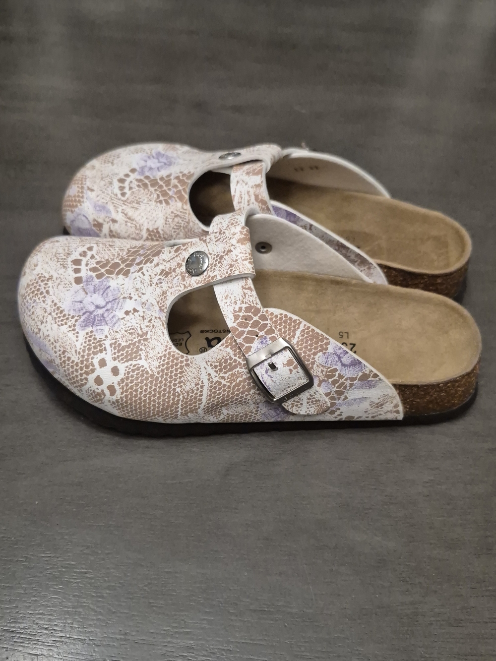 Birkenstock Betula Clogs Sandals New Tan White Purple Size 36 Women's 5 Narrow